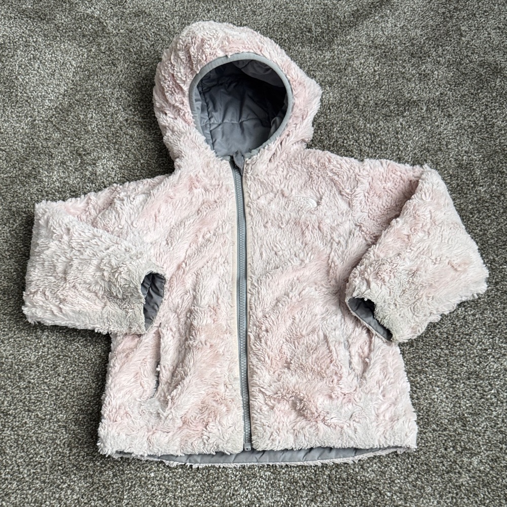 Cozy Pink Fuzzy Hooded Jacket the north face